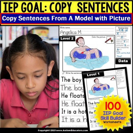 Sentence Writing | IEP Goal Skill Builder Fine Motor Skills TRACE COPY and WRITE